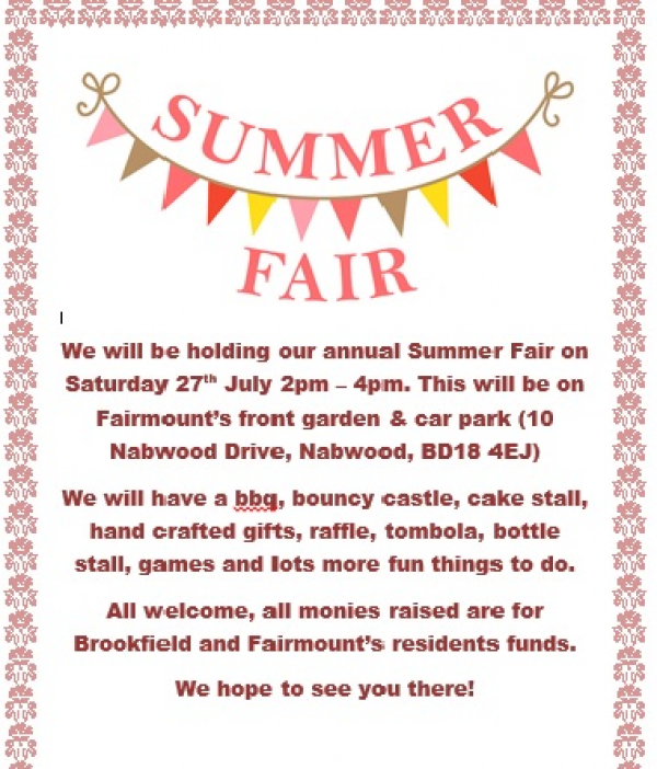 Summer Fair - Saturday 27th July 2-4pm