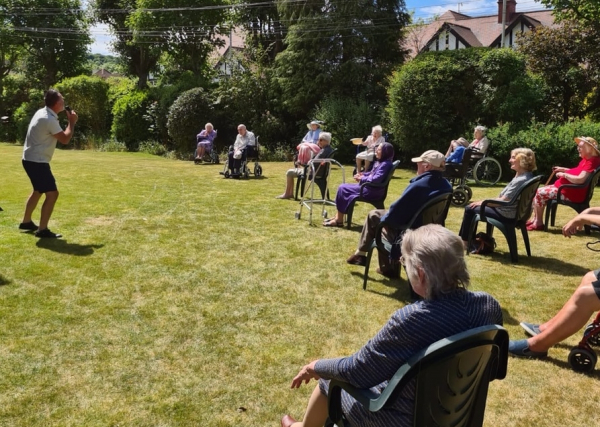Brookfield Care Home get into the swing of it with socially distanced musical performance 