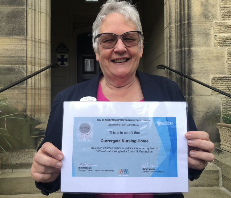Steeton nursing home celebrates platinum jab status
