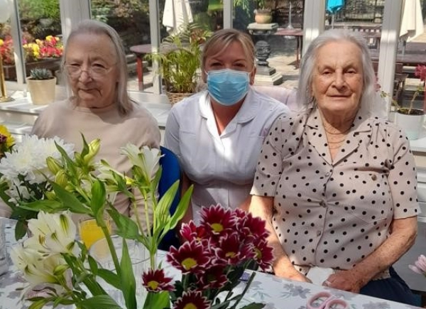 Flower arranging at Currergate Nursing Home, Steeton