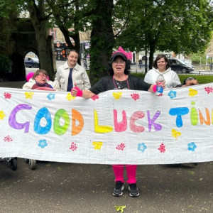 Celebrating Tina’s achievement in the Race for Life