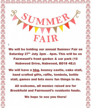 Summer Fair - Saturday 27th July 2-4pm 