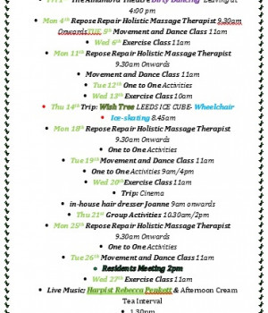 Diary dates for Staveley Birkleas in February