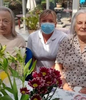 Flower arranging at Currergate Nursing Home, Steeton